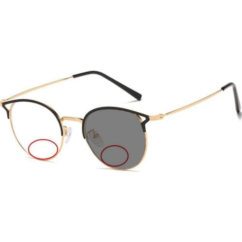 Fashion Women Cat Eye Reading Sunglasses Men Photochromic Bifocals Presbyopic Spectacles Magnifier Look Near Far Reader Glasses