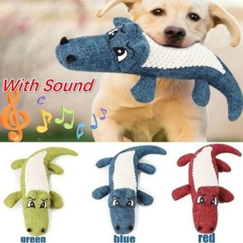 2021 New Pet Dog Toy Linen Plush Animal Toy Dog Chew Squeaky Noise Cleaning Teeth Simulation Crocodile Doll Toy Chew Training