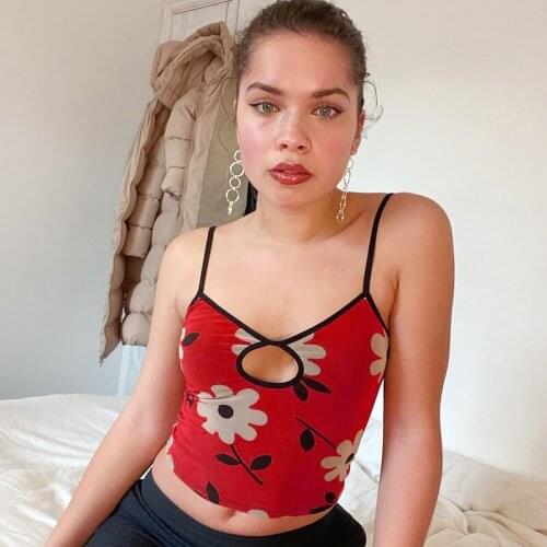 New Womens Multi-Color Trendy Printed Sleeveless Spaghetti Strap Camisole Cutout Crop Cami Tops Chic Sexy Skin-Friendly S M L