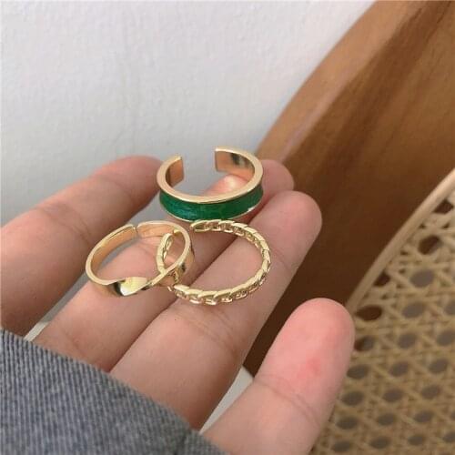New Japanese And Korean Style Open Ring Three-Piece Set Adjustable Fashion Personality Ins Temperament Sweet And Cute Ring 2021