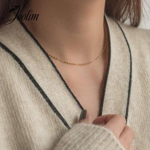 JOOLIM Dainty Stainless Steel Chain Necklace Simple Chain Necklace Drop Shipping Supplier Jewelry Wholesale