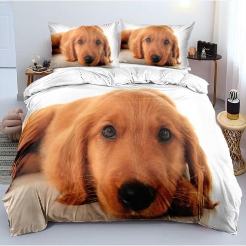 3D White Pet Dog Custom Linens Bed Duvet Cover Comforter Covers Set Pillowcovers Twin King Queen Double Single Size Beddings