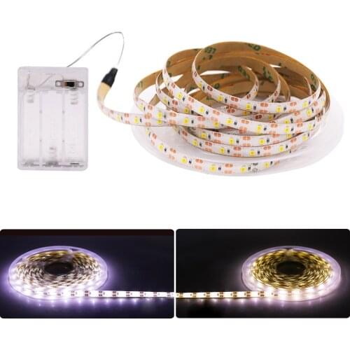 SMD 2835 LED Strip Light With Battery Box IP21 IP65 Waterproof AA Battery Powered 60LEDs/m Flexible Tape LED Lights Lamp