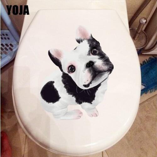 YOJA 19.5×22.8CM French Bulldog Room Decoration Accessories Personality Toilet Stickers T1-2459