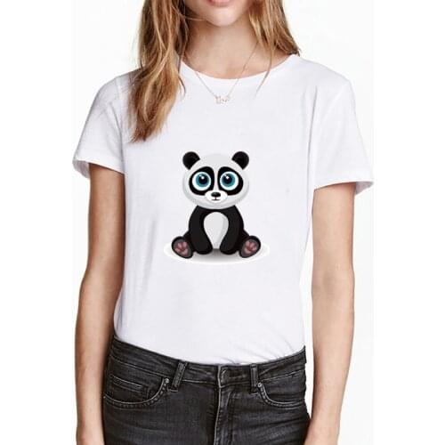 Animal Panda Print T Shirt Women Short Sleeve O Neck Loose Tshirt 2020 Summer Fashion Women Tee Shirt Tops