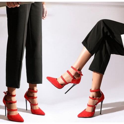 New Spring Summer Fashion Sexy Pointed Toe High Heels Sandals Shoes Woman Ladies Wedding Party Pumps Dress Shoe Big Size 48 8768