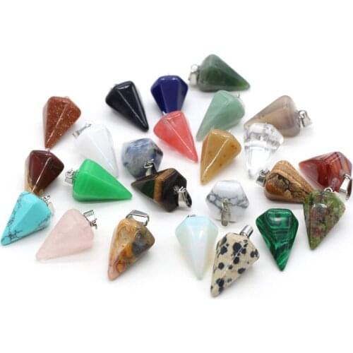 1 PCS Multilateral Tapered Gemstone Pendant Cute Exquisite Handmade Crafts DIY Making Necklace Jewelry Gifts for Women 15x25mm