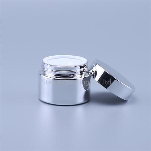 10pcs Hot Spot 50g Glass Silver Cosmetic Face Cream Bottles Lip Balm Sample Container Jar Pot Makeup Store Vials Wholesale