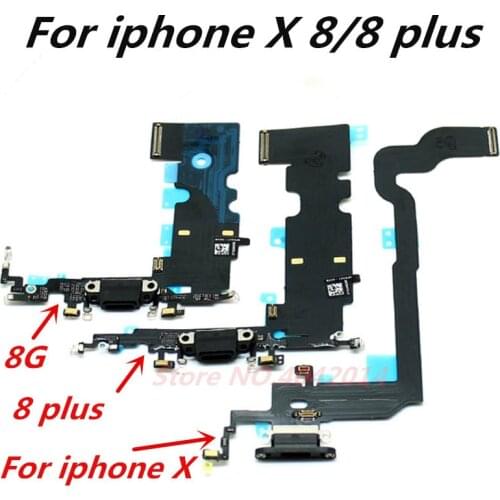 100% Original USB Charging Dock Port Flex cable For iPhone 8 i8 X Charger plug with microphone board connector replacement Parts