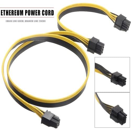 18AWG PCI-E 6pin to Dual 8Pin(6+2Pin) Splitter Extension Cable High Quality Graphics Card Power Supply Cables