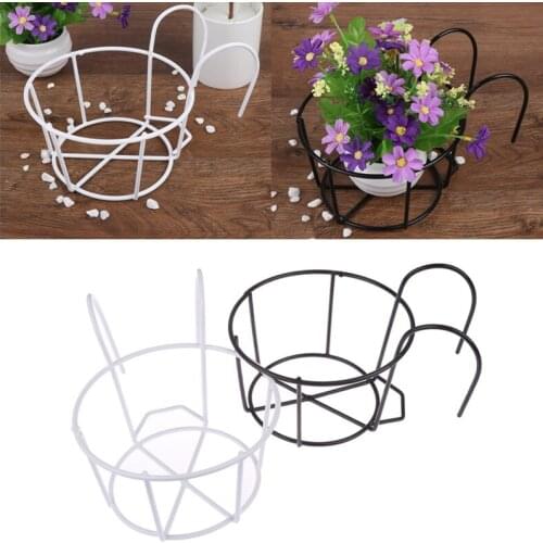 2Sizes Hanging Plant Iron Racks Balcony Round Flower Pot Rack Railing Fence Outdoor Garden Supplies Home Decoration 1PC