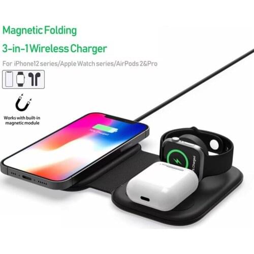3 In 1 Draadloze Oplader Voor Magsafe Iphone 12 Pro Max 15W Vouwen Qi Snelle Magnetische Oplader Voor Airpods Pro Horloge Iwatch
