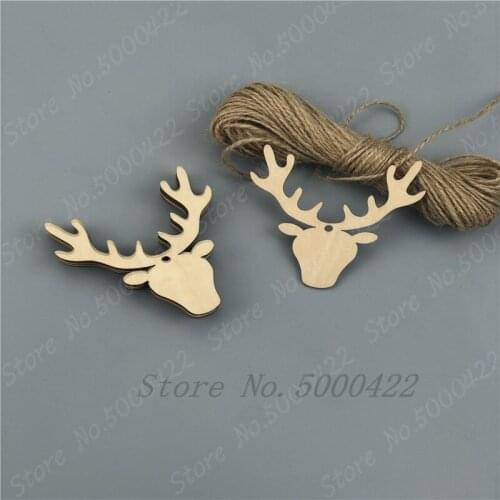 50pcs Merry Christmas Deer Wood Card Elk Hanging Wooden Tags Christmas Ornaments Christmas for Home Xmas Tree Decor