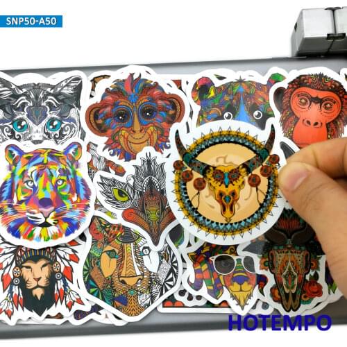 50pcs Totem Worship Mixed Fashion Art Animal Graffiti Style Stickers for DIY Phone Laptop Luggage Skateboard Car Decals Stickers