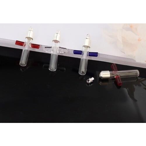 6PCS 6MM Cross Shape Glass vial Pendant with Screw Cap Name on Rice Miniature Wishing Bottle Oil Charm Jewelry Making