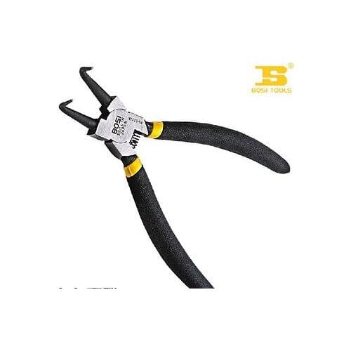 7" Manganese Steel Internal Bent Tip Snap Ring Plier with Non Slip Handle