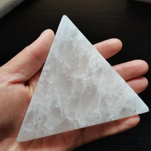 9-10cm Selenite Satin Spar Triangle Charging Plate Healing Crystal