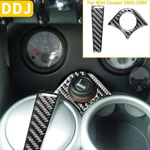 Car Electronic Cigarette Lighter Trim Cover Knob Carbon Fiber Sticker Interior For Mini Cooper Hatch One R50 R53 2002-2004