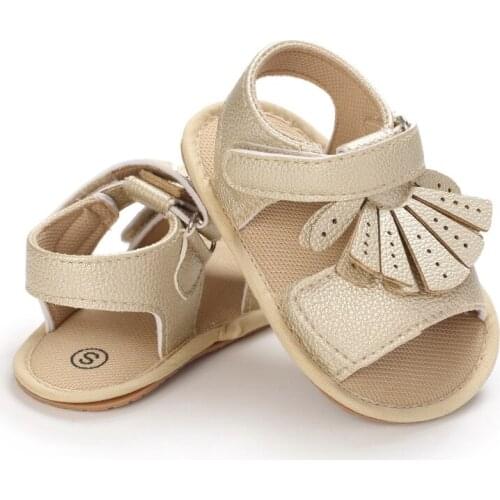 2021 Brand New Cute Newborn Infant Baby Girls Bowknot Princess Shoes Toddler Summer Sandals PU Non-slip Rubber Shoes Size 0-18M