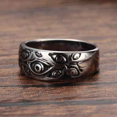 Demon Eye Design Punk Fashion Rings for Women Men Retro Hip-Hop Personality Ring Engraved Demon Eye Retro Hipster Ring