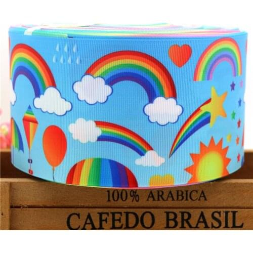 DHK 3'' Free shipping rainbow printed grosgrain ribbon hairbow headwear DIY decoration wholesale OEM 75mm S641