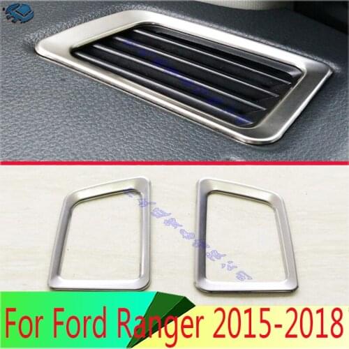 For Ford Ranger 2015-2018 Stainless Steel Air Vent Outlet Cover Dashboard Trim Bezel Frame Molding Garnish Accent Styling