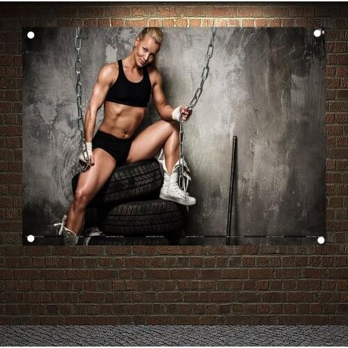 Fitness Girl Motivational Workout Posters Wall Chart Exercise Bodybuilding Banners Flags Wall Art Tapestry Sticker Gym Decor