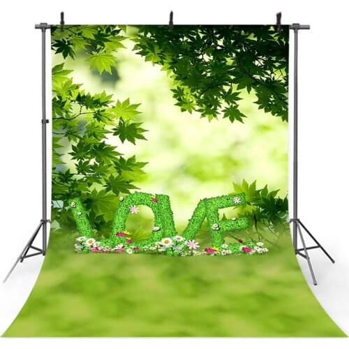 Fall with Love Backdrop Bokeh Valentines Day Photography Background Spring Green Leaves Natural Scenery Backdrops Photocall