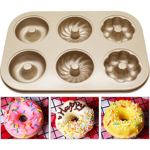 6 Hole Baking Pan Carbon Steel Cake Baking Mold Baking Tray Non-Stick Muffin DIY Cartoon Cake Pan Moulds Donut Baking Pans