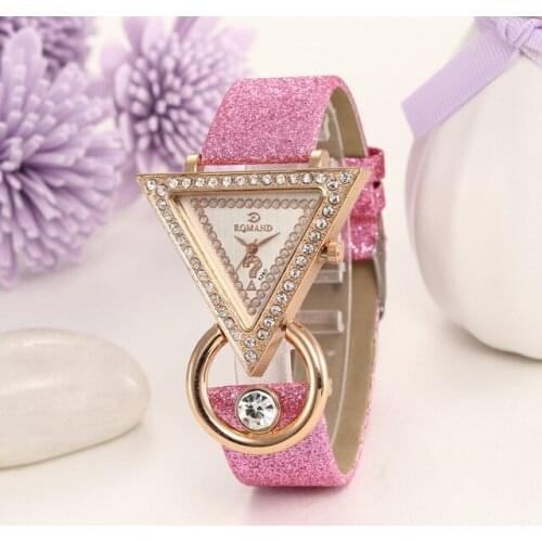 Fashion Quartz Watch Luxury Triangle Rhinestone Creative Women Watches Dial Frosted Strap Ladies WristWatch
