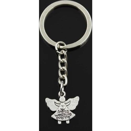 Fashion Keychain 20x19mm Guardian Angel Watching Over Me Pendants DIY Men Jewelry Car Key Chain Ring Holder Souvenir For Gift