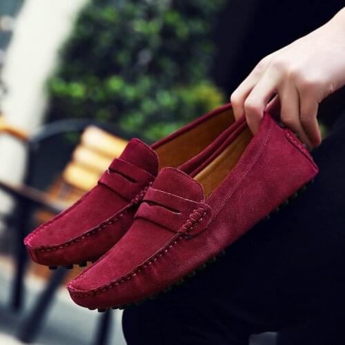 Plus Size 49 Men Loafers Soft Moccasins High Quality Genuine Leather Shoes Men Warm Flats Driving Shoes Suede Italian Boat Shoes
