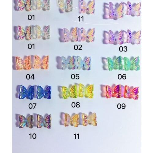 6.5X6.5mm Set of 50Pcs 3D butterfly for Assorted 3D Butterfly Nail Art Decal - Nail Resin - 1Bag - 50 Random Pick Butterfly nail