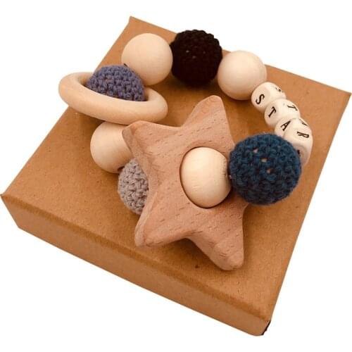 2019 New Baby Wood Teether Nursing Bracelets Silicone Beads Teething Wood Rattles Toys Baby Teether Bracelets Nursing Toys Gifts