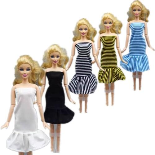 1/6 BJD Clothes Fashion Strip Off Shoulder Dress For Barbie Doll Clothes Princess Gown Vestidoes 11.5" Dolls Accessories Kid Toy