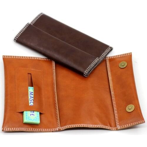 Portable Tobacco Pouch PU Leather Bag Smoke Paper Holder Wallet Pipe Cigarette Holder Waterproof Bag Storage Smoking Accessories