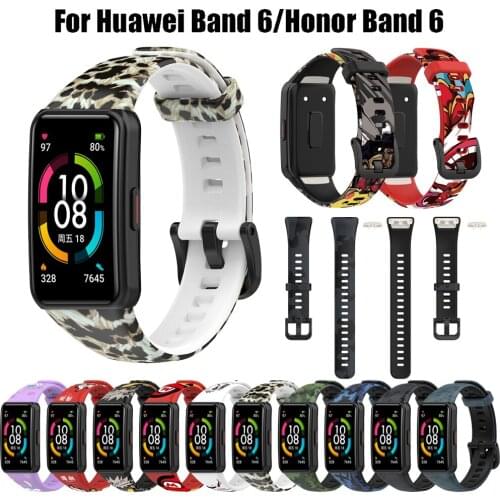 Silicone Sport Band Straps For Huawei Honor Band 6 Strap printing Wristband Bracelet Replacement Strap For Huawei Band 6/6 Pro