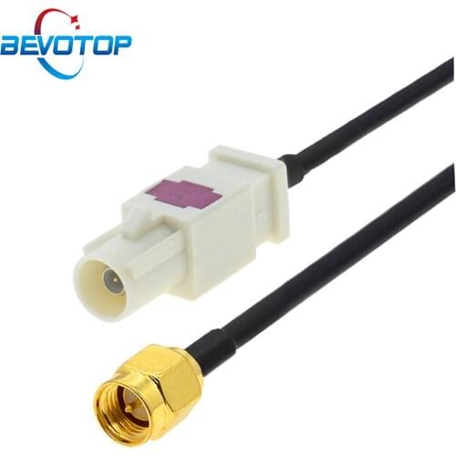Extended Long Fakra B Male to SMA Male Plug RG174 RF Coaxial Cable Radio Antenna Extension Cord RF Adapter Pigtail White Fakra