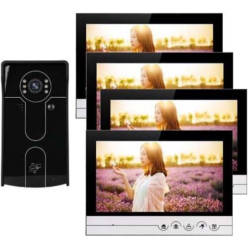 XINSILU Intercom Doorbell Home Security Video System 9" Video Door Phone Touch Key Monitor w/t SD Card Slot IR FRID Camera 1V4