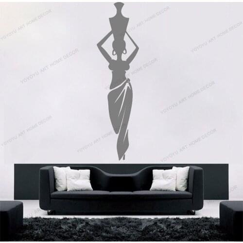 African Woman Girl Art Vinyl Wall Stickers Living Room Africa Culture Dance Style Vase Wall Decal Home Decor Pattern CX663
