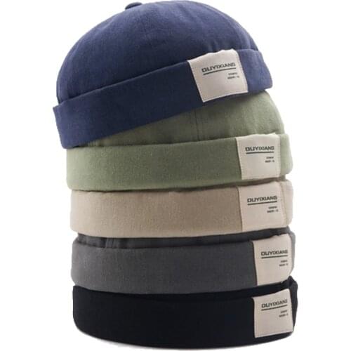 Beanie Hats Mens Vintage cap Brimless Hip Hop Hat Fashion Breathable Cotton Retro Adjustable Literary Sailor Cap Beanie