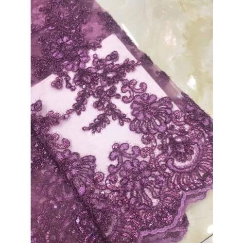 High Quality Lace Fabric Sequin Bone Rope Embroidery French Tulle Mesh Sewing Party Dress Fashion Skirt 5 Yards Wholesale