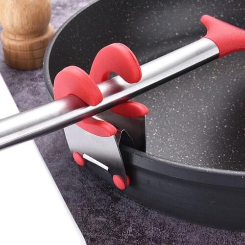 1Pcs Pot Side Spatula Clip Stainless Steel Anti-scalding Portable Spatula Spoon Holder Kitchen Gadgets Accessories