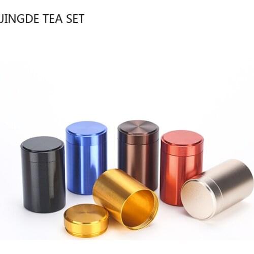 70ml Mini Metal Tea Caddy travel Tea Boxes Sealed storage tank Small Portable Container Jar Sugar Coffee Caddy Organizer
