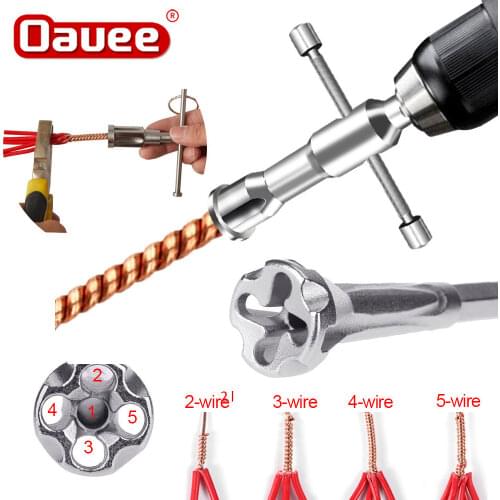 Oauee Electrical Twist Wire Tool 2~5 Hole Electrician Universal Automatic Twisting Wire Stripping Doubling Machine Connector