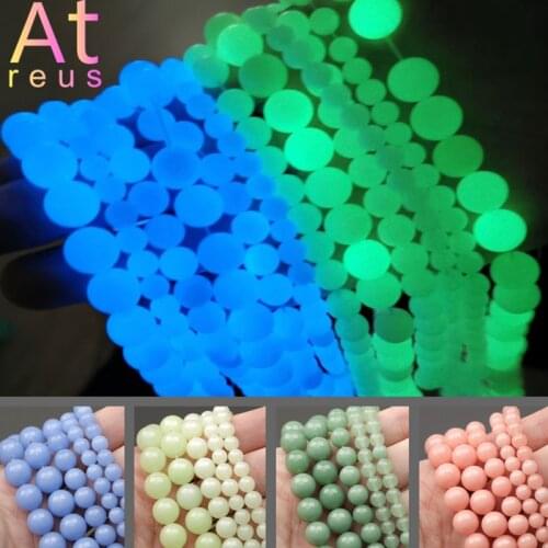 2021New Natural Stones Luminous Night Light Round Beads for Jewelry Making DIY Bracelet Women Yoga Jewelry 15'' Strands 6/8/10mm