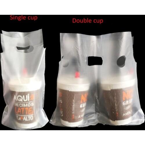 300pcs 16 31x24 26 28cm Single/two thin Cups Milk Tea Coffee Cup Takeout Plastic Bags Transparant Party Wedding Favour