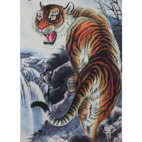 40"Chinese SuZhou Silk Art Mountain Tiger Decoration Scroll Painting S041 family decorated wall decorations
