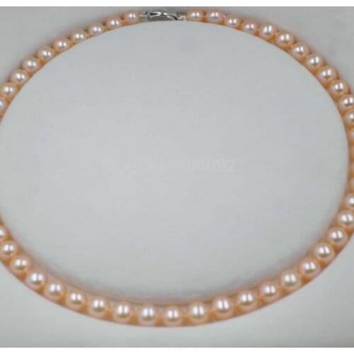 AA Natural pink 8mm freshwater pearl necklace free shipping
