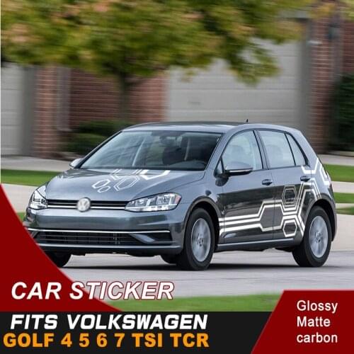 Car Decals Car Body Irregular Polygon Racing Stripe Vinyl Graphic Car Decoration Sticker Fit For VOLKSWAGEN GOLF 4 5 6 7 TSI TCR